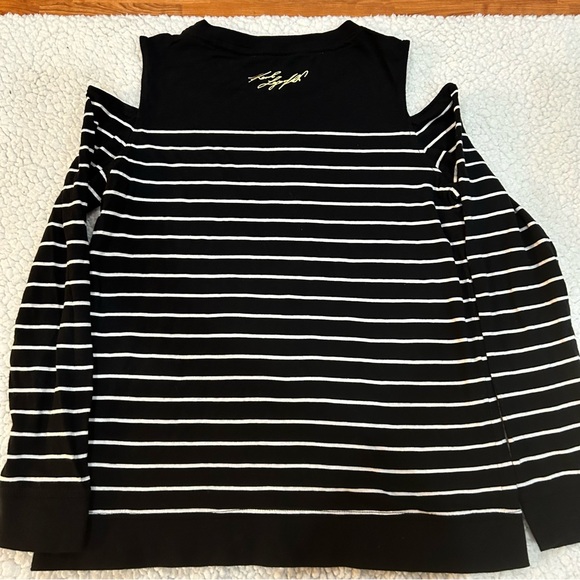 Karl Lagerfeld stripped top with open shoulders and gold logo size SP - Picture 4 of 6